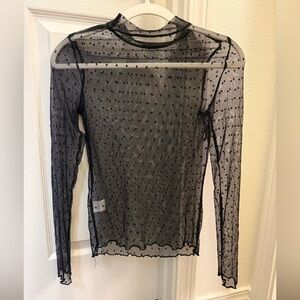 Elegant Black Sheer Polka Dot Top
